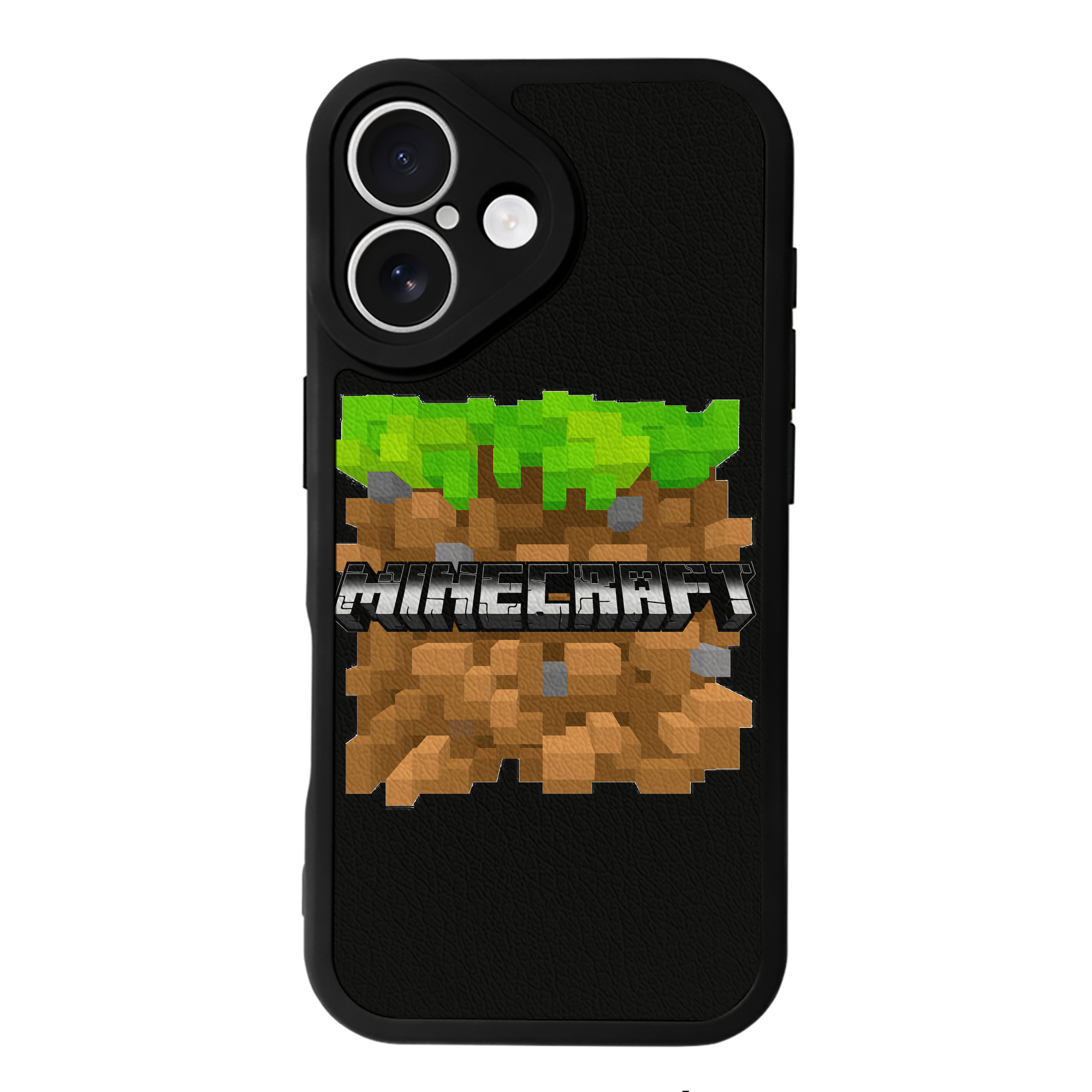 （画像用） マインクラフト ブロックの世界 Minecraft MC Block world 【iPhone 16シリーズ対応】シリコンスマホケース（レザー調） 材質：シリコン